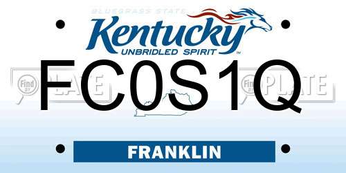 FC0S1Q Kentucky License Plate