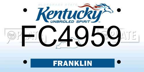 FC4959 Kentucky License Plate