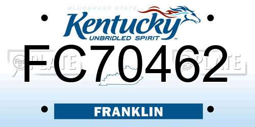 FC70462 Kentucky License Plate