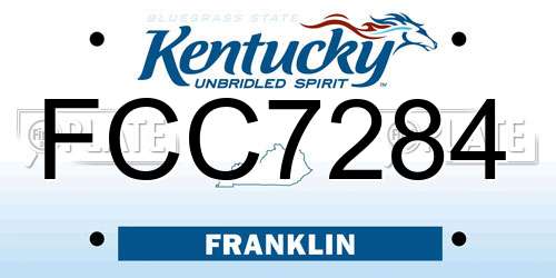 FCC7284 Kentucky License Plate
