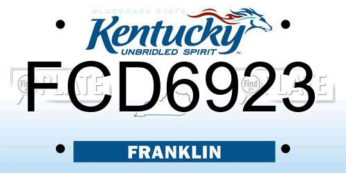 FCD6923 Kentucky License Plate