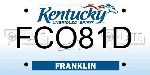 FCO81D Kentucky License Plate