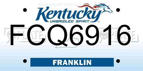 FCQ6916 Kentucky License Plate