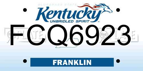 FCQ6923 Kentucky License Plate
