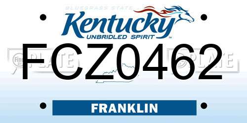 FCZ0462 Kentucky License Plate