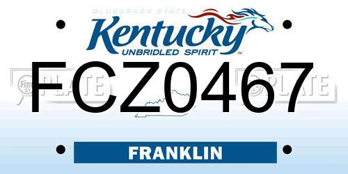 FCZ0467 Kentucky License Plate