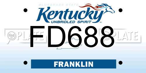 FD688 Kentucky License Plate
