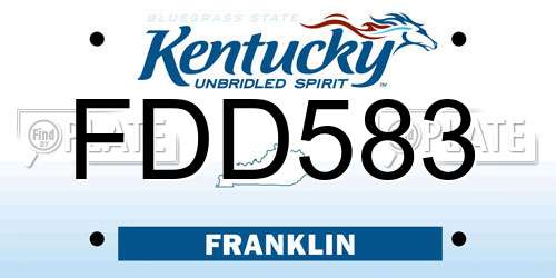 FDD583 Kentucky License Plate
