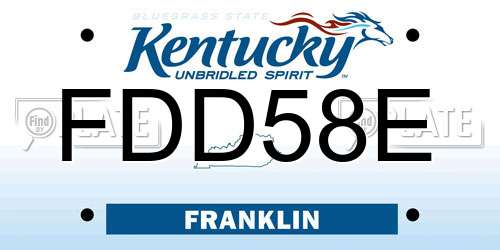 FDD58E Kentucky License Plate