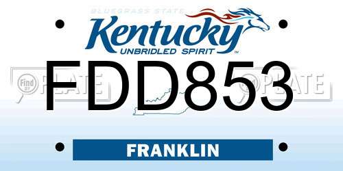 FDD853 Kentucky License Plate