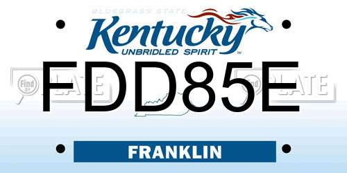FDD85E Kentucky License Plate