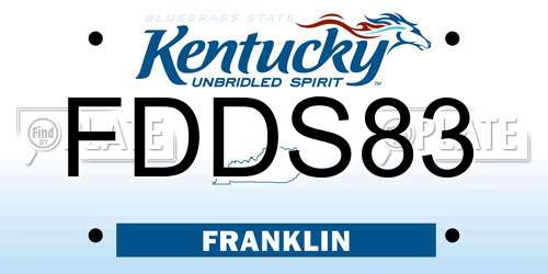 FDDS83 Kentucky License Plate
