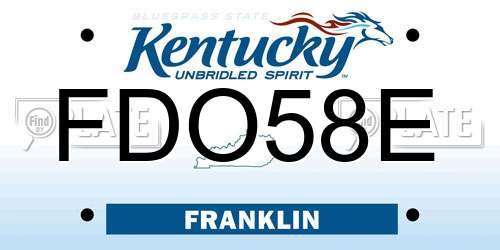FDO58E Kentucky License Plate