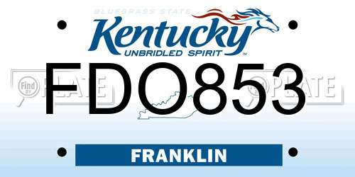 FDO853 Kentucky License Plate