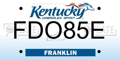 FDO85E Kentucky License Plate