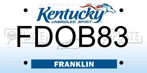 FDOB83 Kentucky License Plate