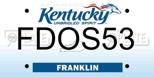 FDOS53 Kentucky License Plate