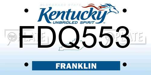 FDQ553 Kentucky License Plate