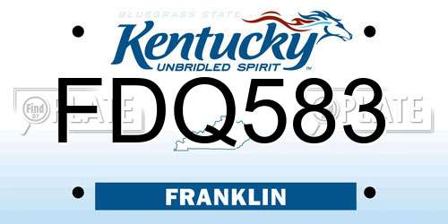 FDQ583 Kentucky License Plate