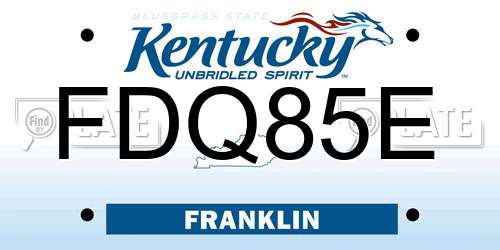 FDQ85E Kentucky License Plate