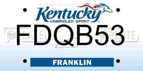 FDQB53 Kentucky License Plate