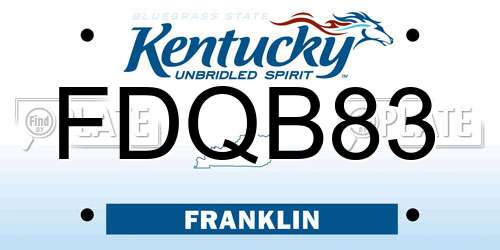 FDQB83 Kentucky License Plate