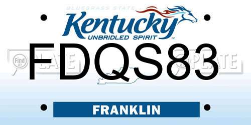 FDQS83 Kentucky License Plate
