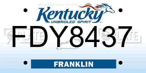 FDY8437 Kentucky License Plate