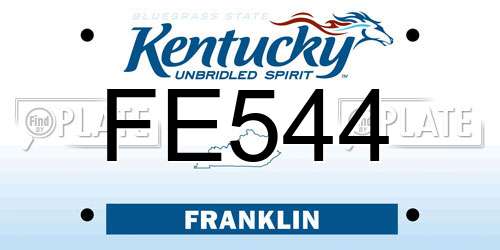 FE544 Kentucky License Plate