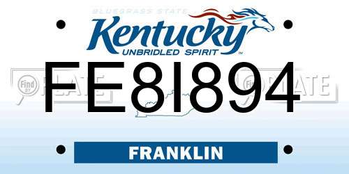 FE8I894 Kentucky License Plate