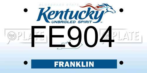 FE904 Kentucky License Plate