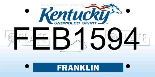 FEB1594 Kentucky License Plate