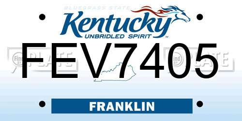 FEV7405 Kentucky License Plate