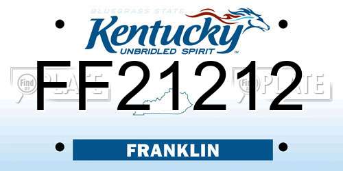 FF21212 Kentucky License Plate
