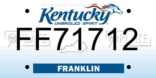 FF71712 Kentucky License Plate