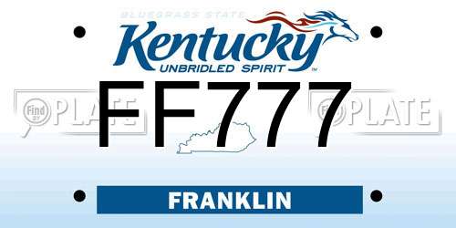 FF777 Kentucky License Plate