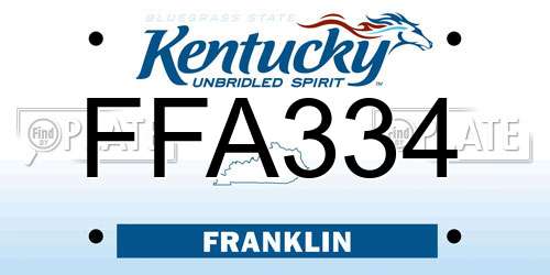 FFA334 Kentucky License Plate