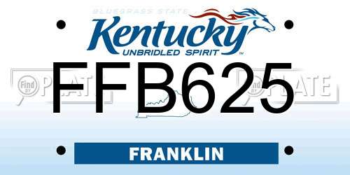 FFB625 Kentucky License Plate