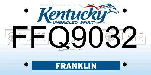 FFQ9032 Kentucky License Plate