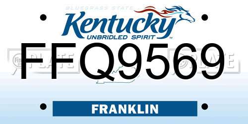 FFQ9569 Kentucky License Plate