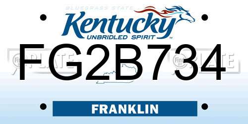 FG2B734 Kentucky License Plate