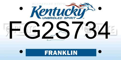 FG2S734 Kentucky License Plate