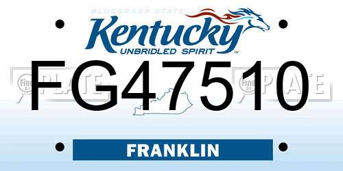 FG47510 Kentucky License Plate