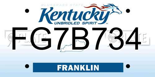 FG7B734 Kentucky License Plate