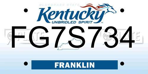 FG7S734 Kentucky License Plate