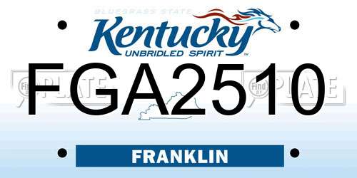 FGA2510 Kentucky License Plate