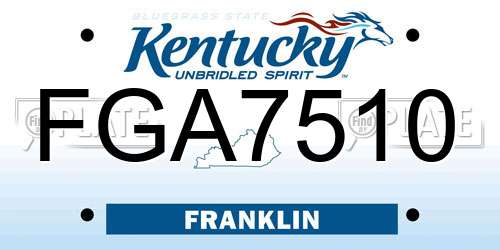 FGA7510 Kentucky License Plate