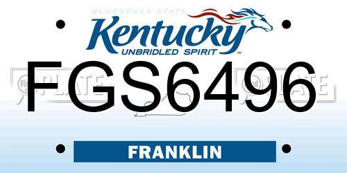 FGS6496 Kentucky License Plate