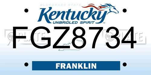 FGZ8734 Kentucky License Plate