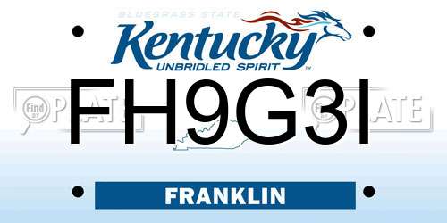 FH9G3I Kentucky License Plate
